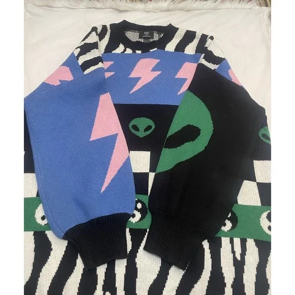 Dressed In Lala Colorful Graphic Women's Sweater - Picture 2 of 8